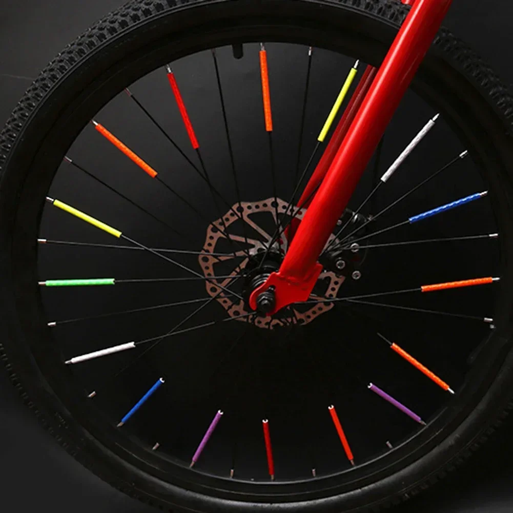 

12PCS/Bag Colorful Bicycle Wheel Spokes Reflective Sticker Tube Bicycle Reflective Strip Cycling Light Wheel Steel Wire Strips