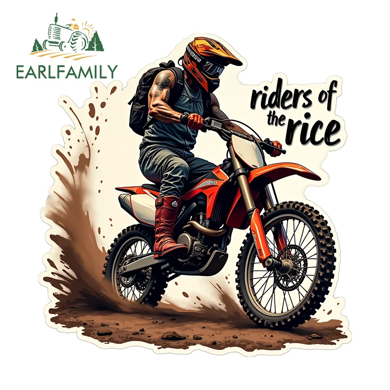 EARLFAMILY Motorcycle Rider Creative Car Stickers Motorcycle Funny Trunk Toolbox Decal Car Styling Waterproof Occlusion Scratch