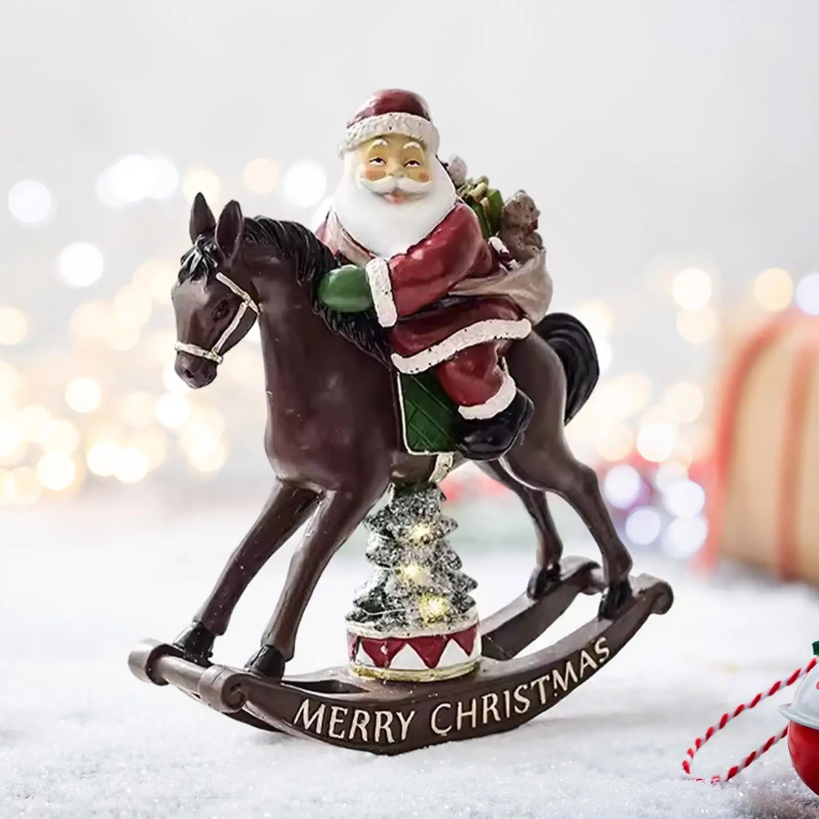 

Santa Claus Figurine Sculpture Christmas Decor Decorative Resin Desktop Ornament Xmas Decor for Office Living Room Fireplace