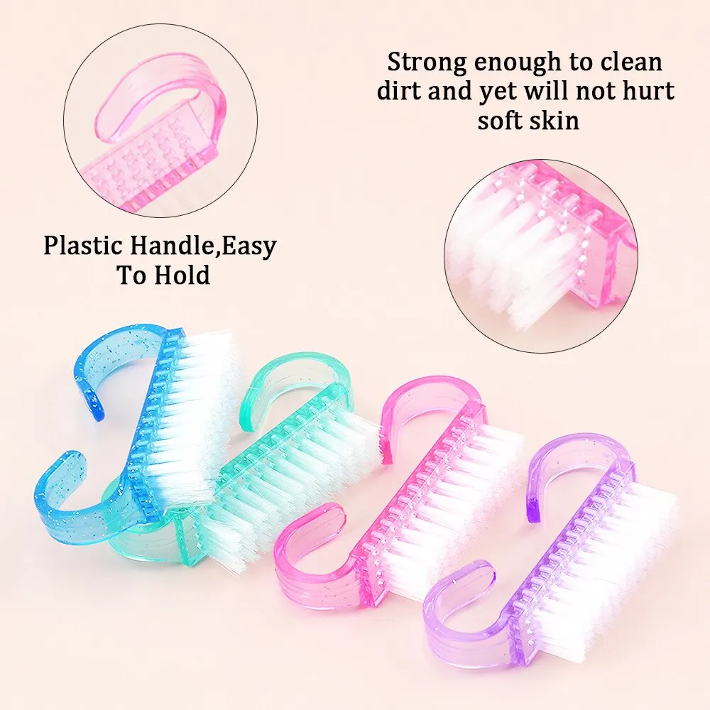 10 Pcs/Lot Acrylic Nail Brush 4 Color Nail Art Manicure Pedicure Soft Remove Dust Plastic Cleaning Nail Brushes File Tools Set