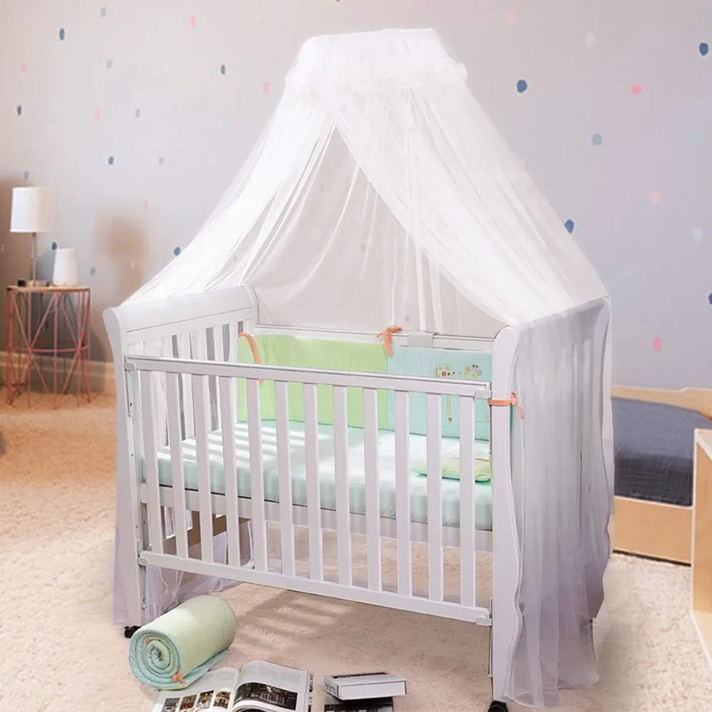 

baby net baby toddler bed crib dome canopy netting (white)