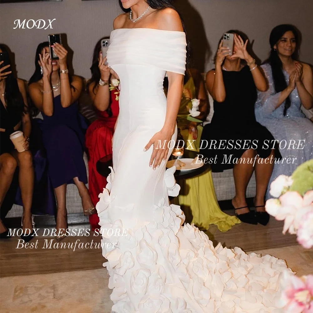 MODX Luksusowa Suknia Ślubna Syrena z Arabskim Wzorem, Ręcznie Robione Kwiaty 3D, Personalizowana Suknia Formalna dla Celebrytek, Vestidos Novias Boda dla Kobiet