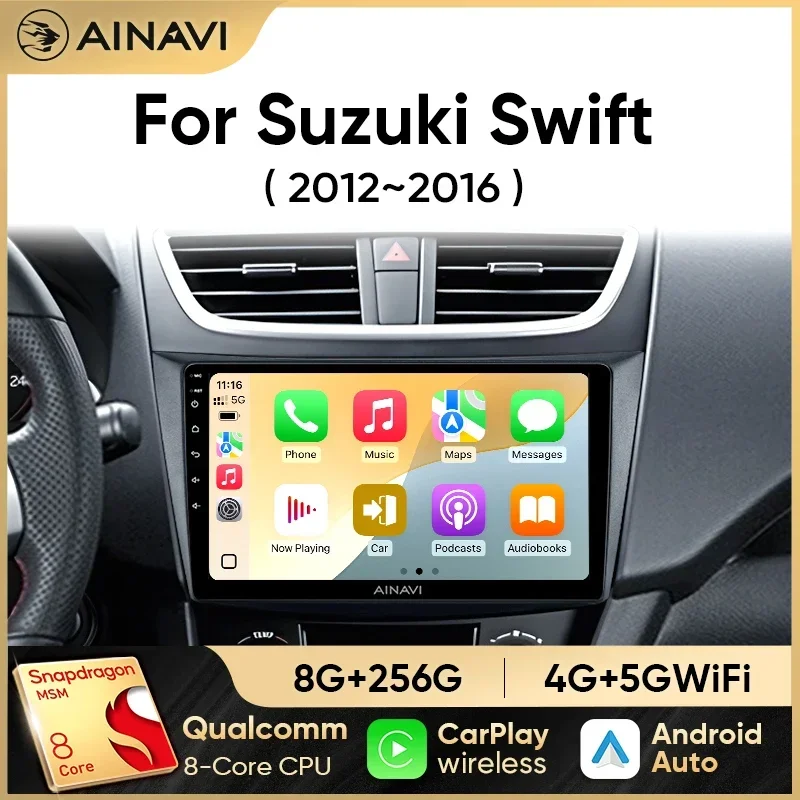 Ainavi Car Radio For Suzuki Swift 4 2011-2017 Wireless Carplay Android Auto Radio Multimedia Player 4G Wifi GPS DSP 48EQ 2din