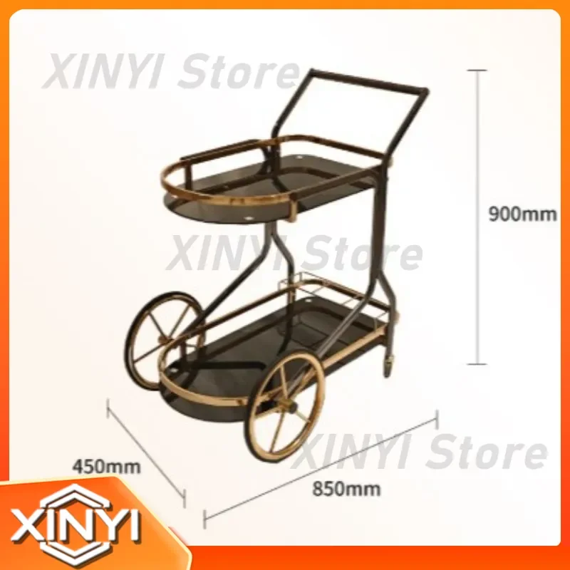 Light Luxury Movable Dim Sum Cart Food Delivery Trolley Push Cart for Hotel Restaurant Bakery for Source Factory