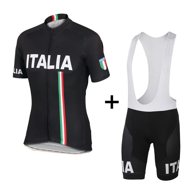 

2023 Summer bike Team Ropa Ciclismo Bicycle Maillot Sportful Italy IT Black Short Sleeve Cycling Jersey And Bib Pants Set