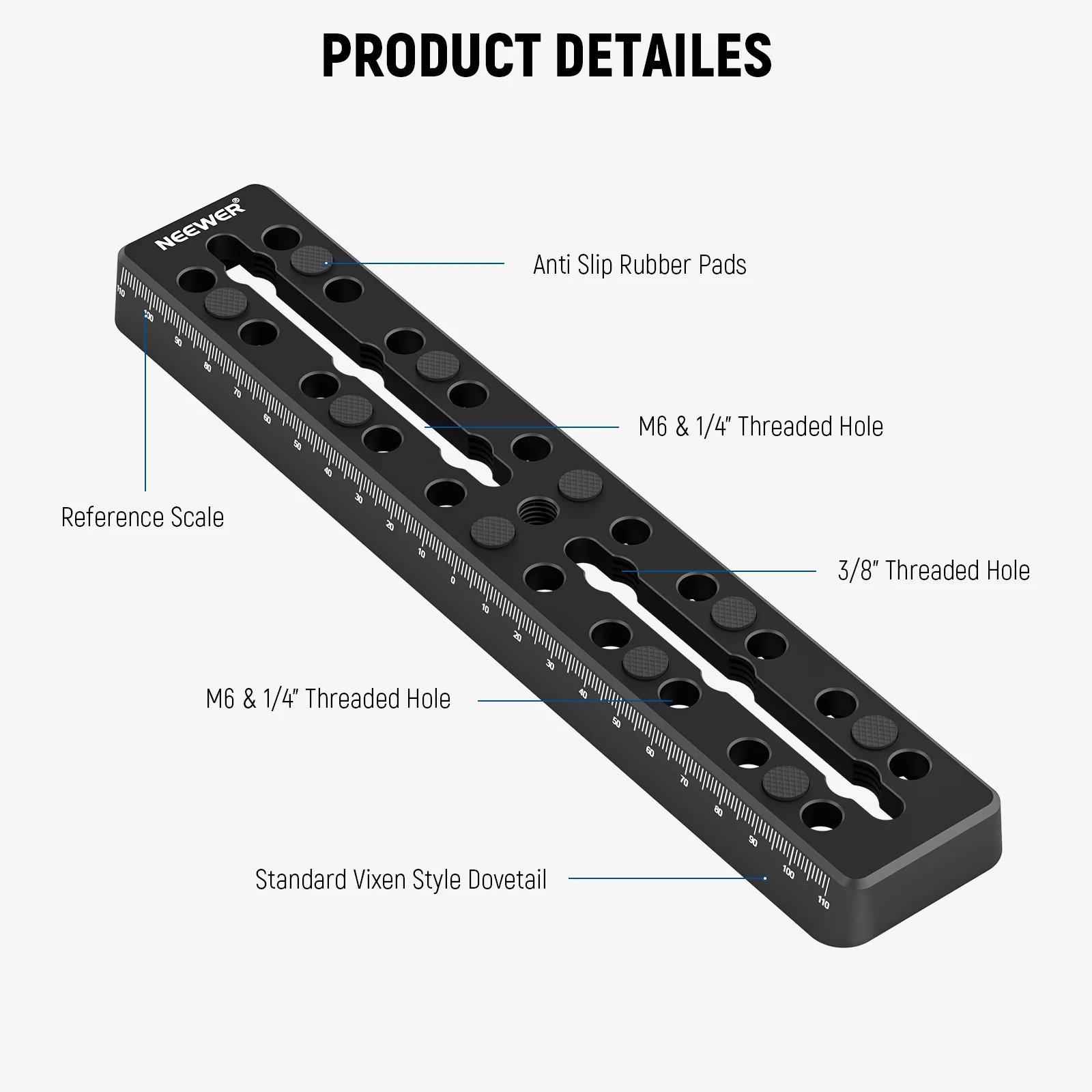 Neewer Rail Bar Vixen Dovetail Plate Metal Mounting Saddle for Telescope Mount Adapter OTA Equatorial Tripod Sky Astrophotograph