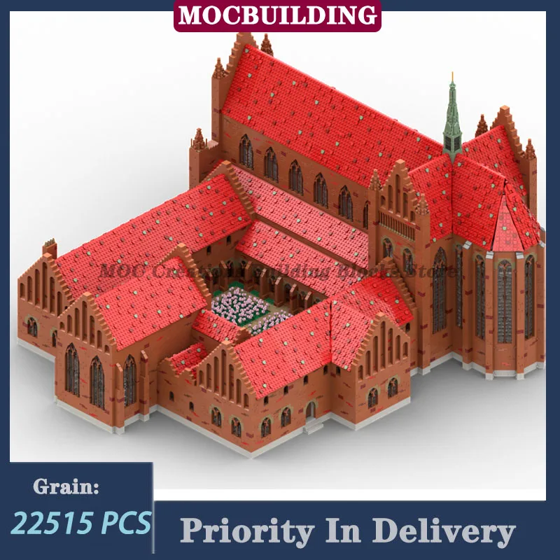 North German Monastery Model Building Blocks Castle Church MOC Collection Toys Gifts