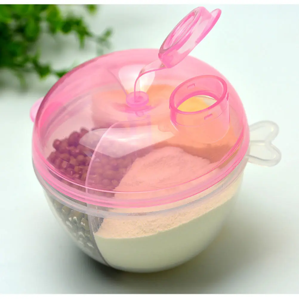 

Milk Powder Storage Box Portable Three Grid Feeding Container Baby Food Storage Box Pink for Toddler Baby Milk Powder Dispenser