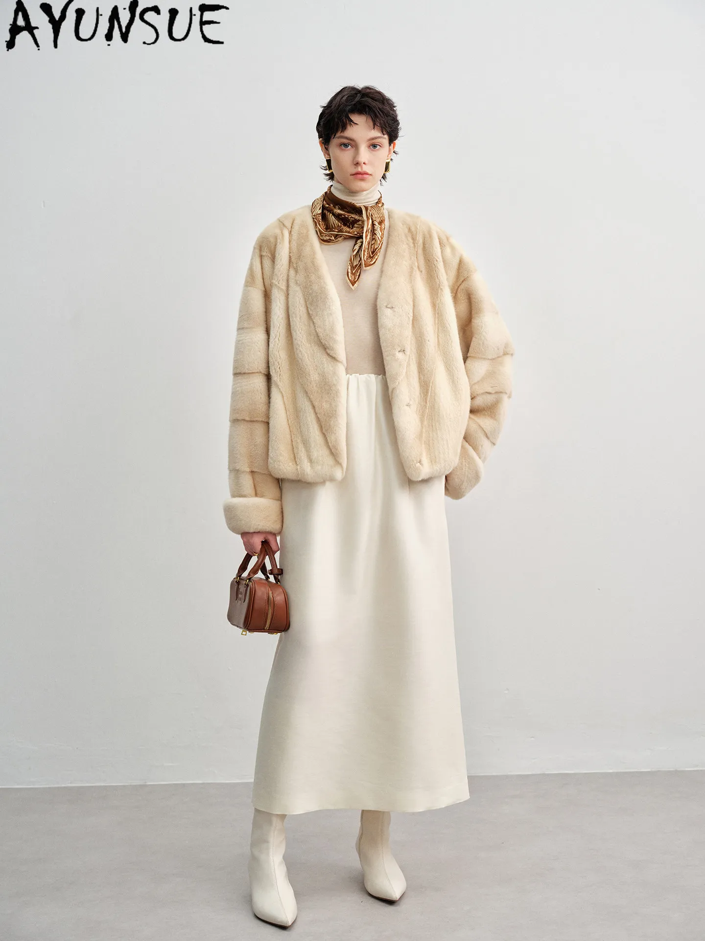 AYUSNUE Top Quality Natural Mink Coat Women Fashion Winter Clothes Whole Mink Real Fur Womens Jacket Swan Velvet Purple Label