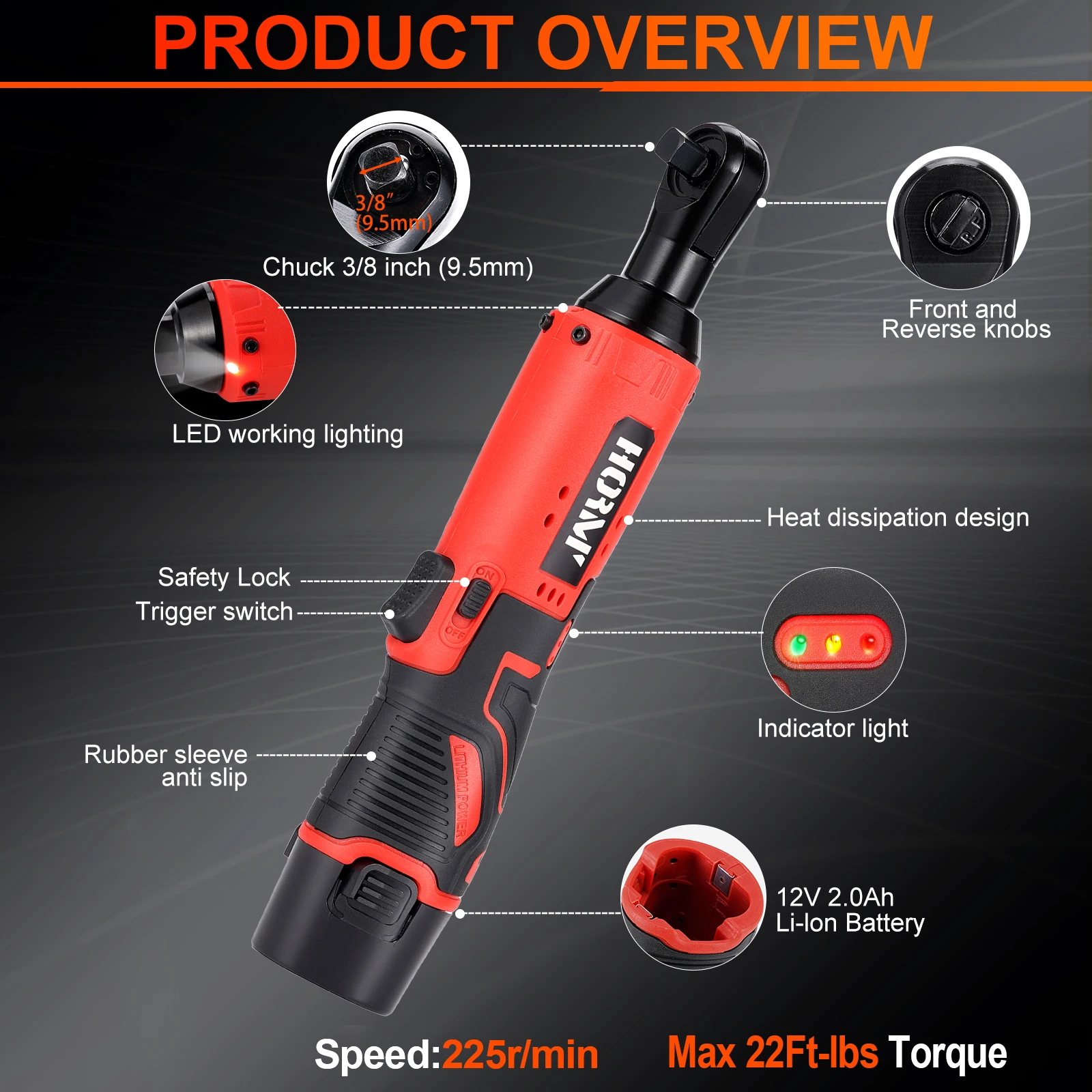 12V 2.0Ah Electric Impact Wrench Cordless Rechargeable Screwdriver 3/8 Inch Right Angle Ratchet Wrenches Driver Drill Power Tool