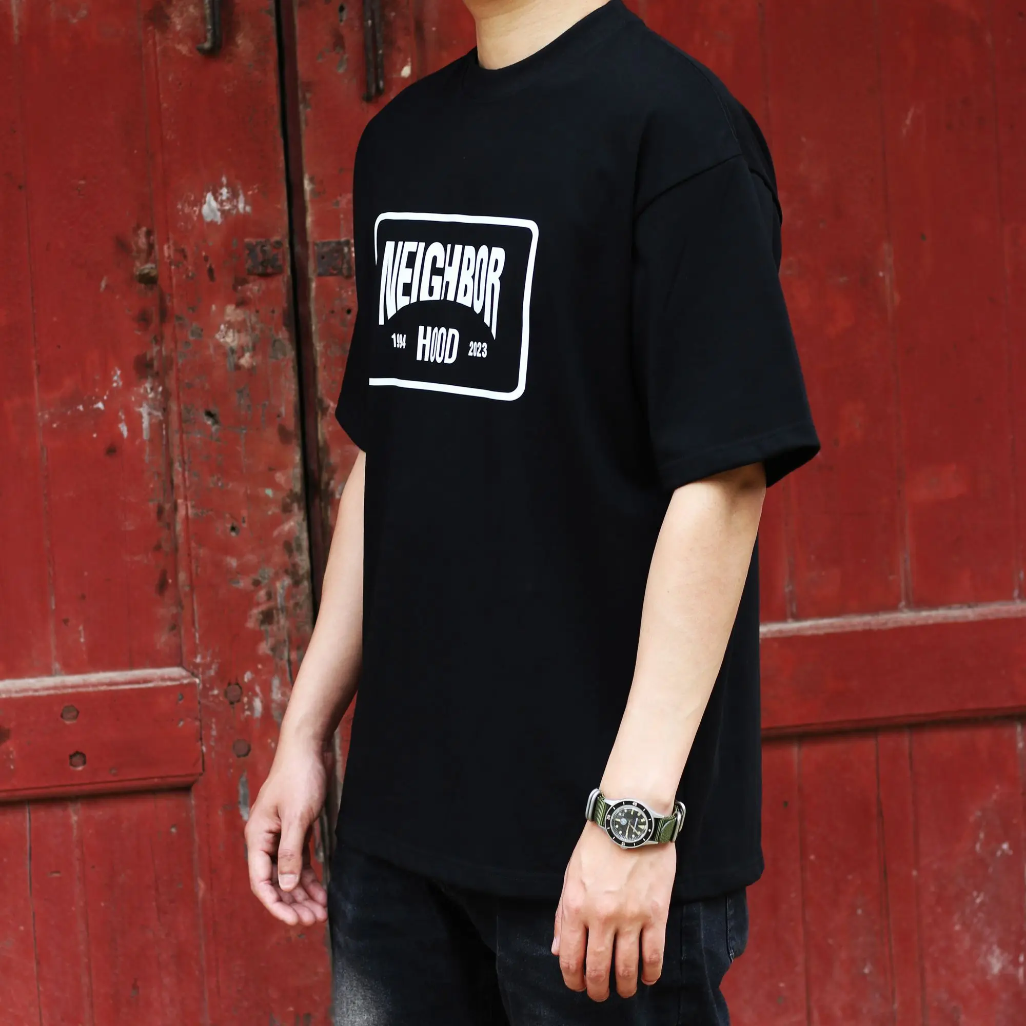 NEIGHBORHOOD NBHD Heavy‑Weight 280GSM Printed Short‑Sleeve T‑Shirt Loose Casual Summer Unisex Couple Matching Daily Tops