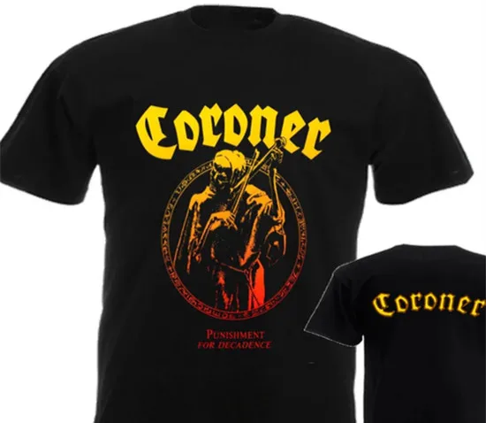 CORONER Punishment For Decadence DTG Printed Double Sided Graphic T-Shirt