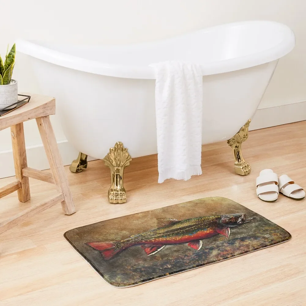 Spawning Male Brook Trout Illustration Bath Mat Toilet Floor For Toilet Mat