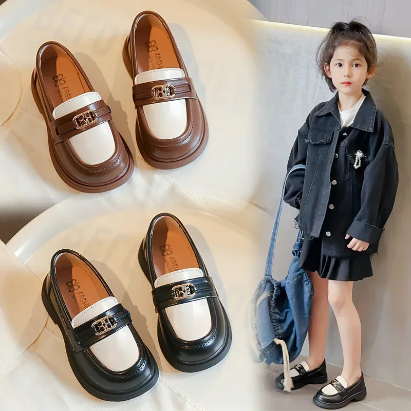 Girls\' Shoe Shoes 2024 Spring New Little Girl Fashion Everything with Beans Korean Version of Foreign Style Loafers