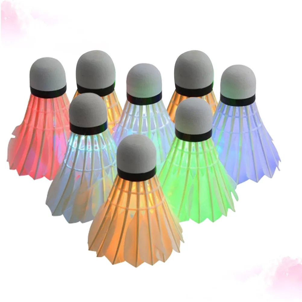 

8Pcs LED Light Shuttlecocks Goose Badminton Balls Glowing Bright Shuttlecock Set for Night Outdoor Sports Use