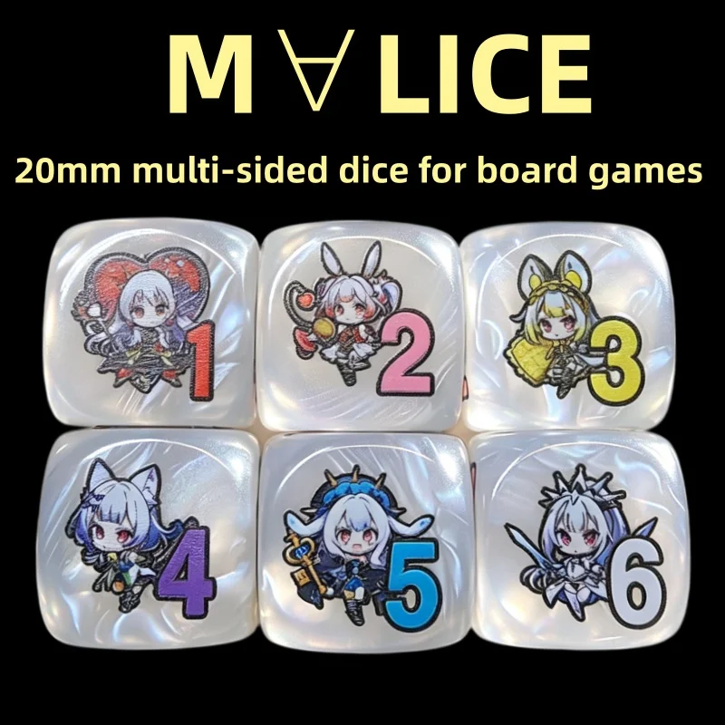 New Yu-Gi-Oh! Maliss P White Rabbit 20mm Damage Indicator Multi-sided Dice Maliss Q Red Ransom Counter Board Game Toy Resin Dice