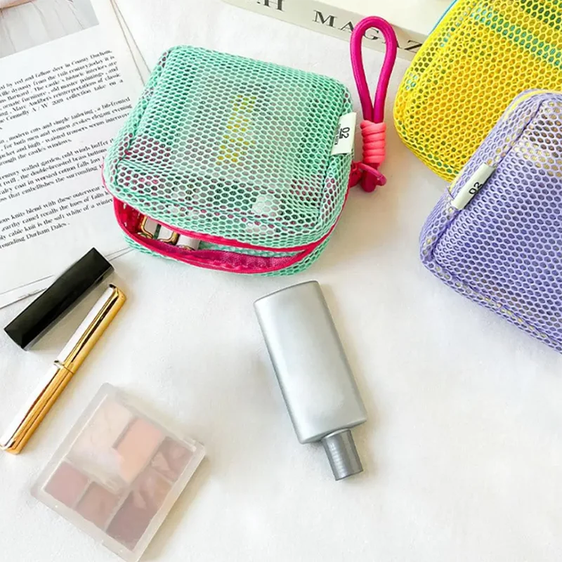 Mini-Geldbörse, tragbare Netz-Kosmetiktasche, Dopamin-Netztasche für Geld, Lippenstift, Lidschatten, Aufbewahrungstasche für Reisen und Einkaufen – Detail 4