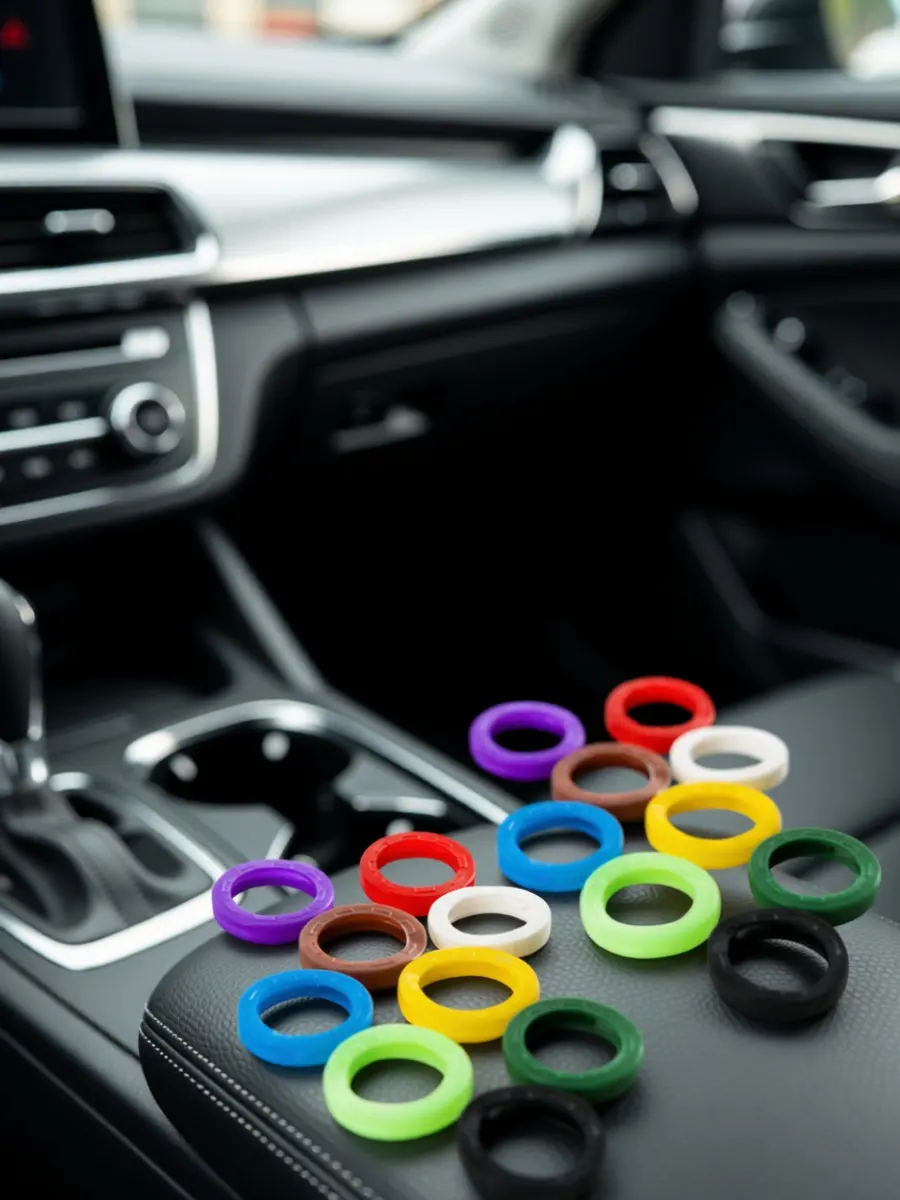 60 Pcs Colored Key Covers Caps Rings Elastic Tag Identifiers Coloured Coded Colorful
