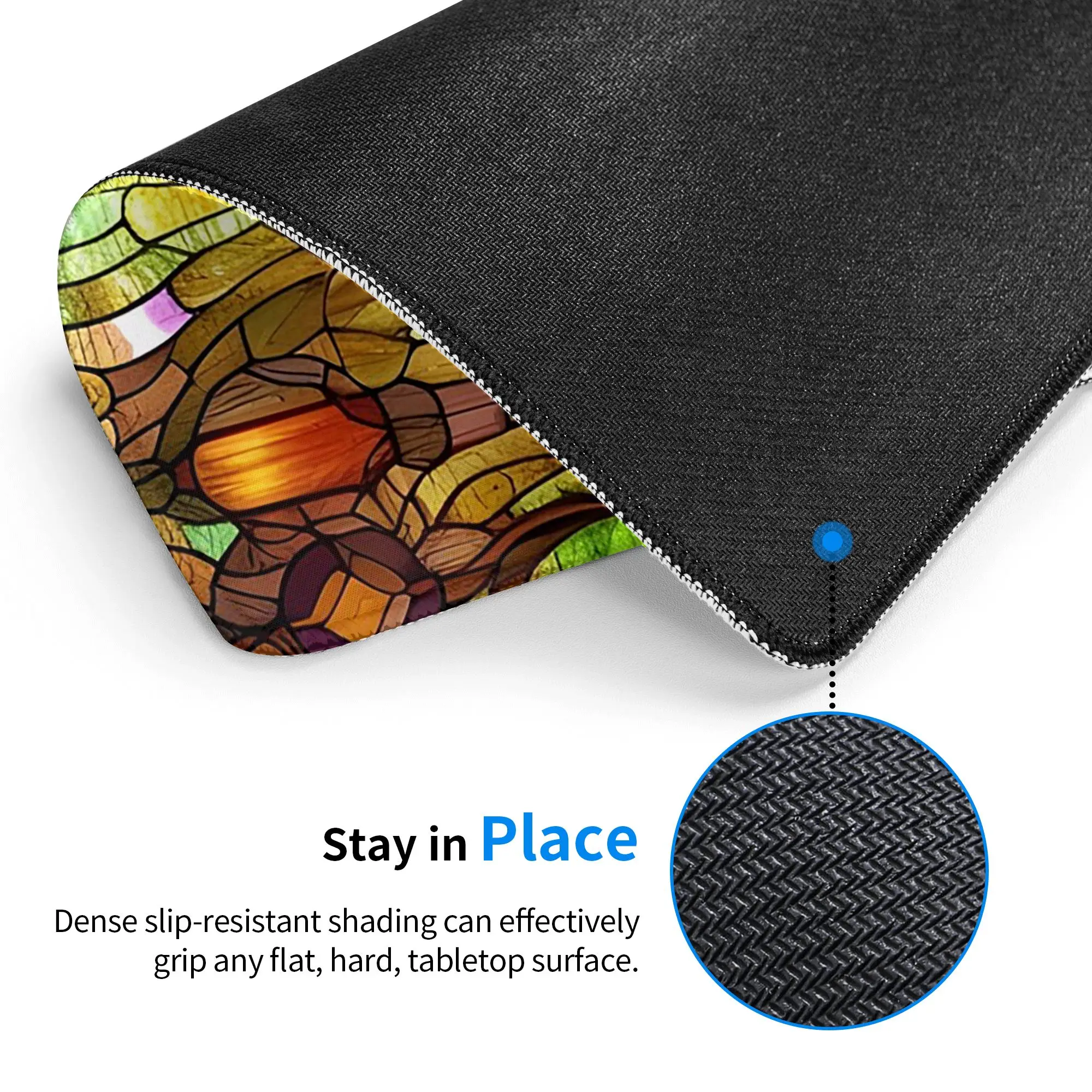 Stained Glass Purple Lotus Mouse Pad Computer Keyboard Mouse Mat Gamer PC Laptop Desk Mat Office Accessories Table Mats