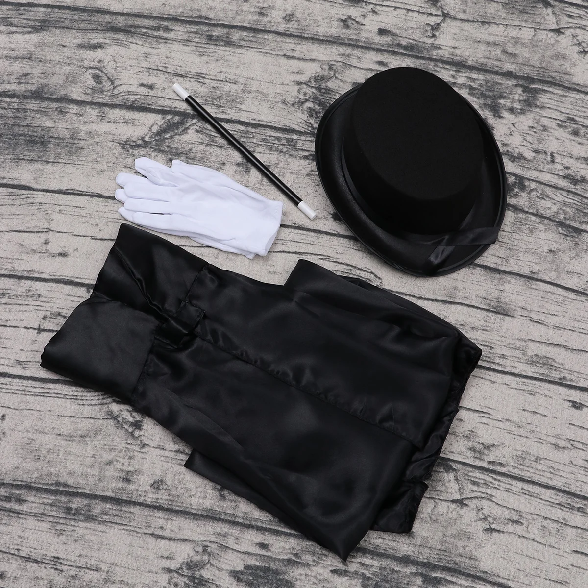 

5pcs Magician Costume Set Kids Halloween Party Stage Performance Cosplay Outfit Soft Texture Gloves Hat Cloak Easy Wear