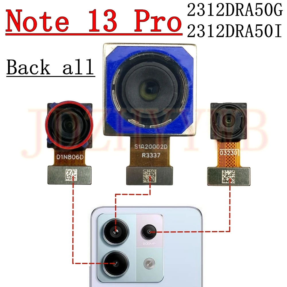 Front Rear Backside Camera For Xiaomi Redmi Note 13 Pro 5G 2312DRA50G Frontal Wide Back Facing Main Camera Module Flex Cable