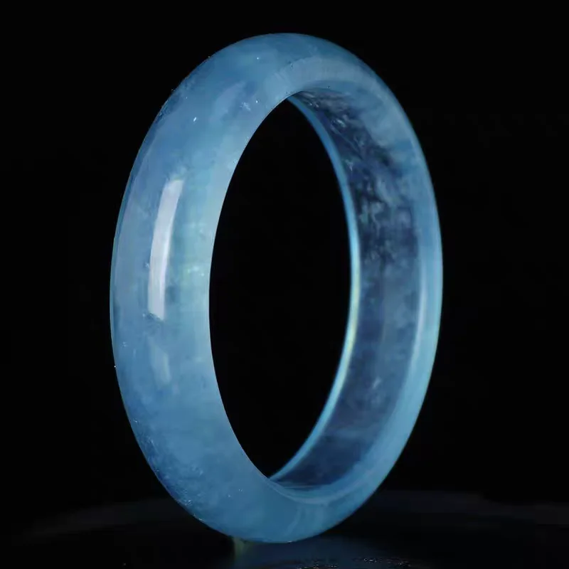 

Natural Blue Aquamarine Clear Bead Women Bangle 55mm 56mm 58mm 59mm 60mm 61mm Love Gift Luxury Fashion Bangles Jewelry AAAAA