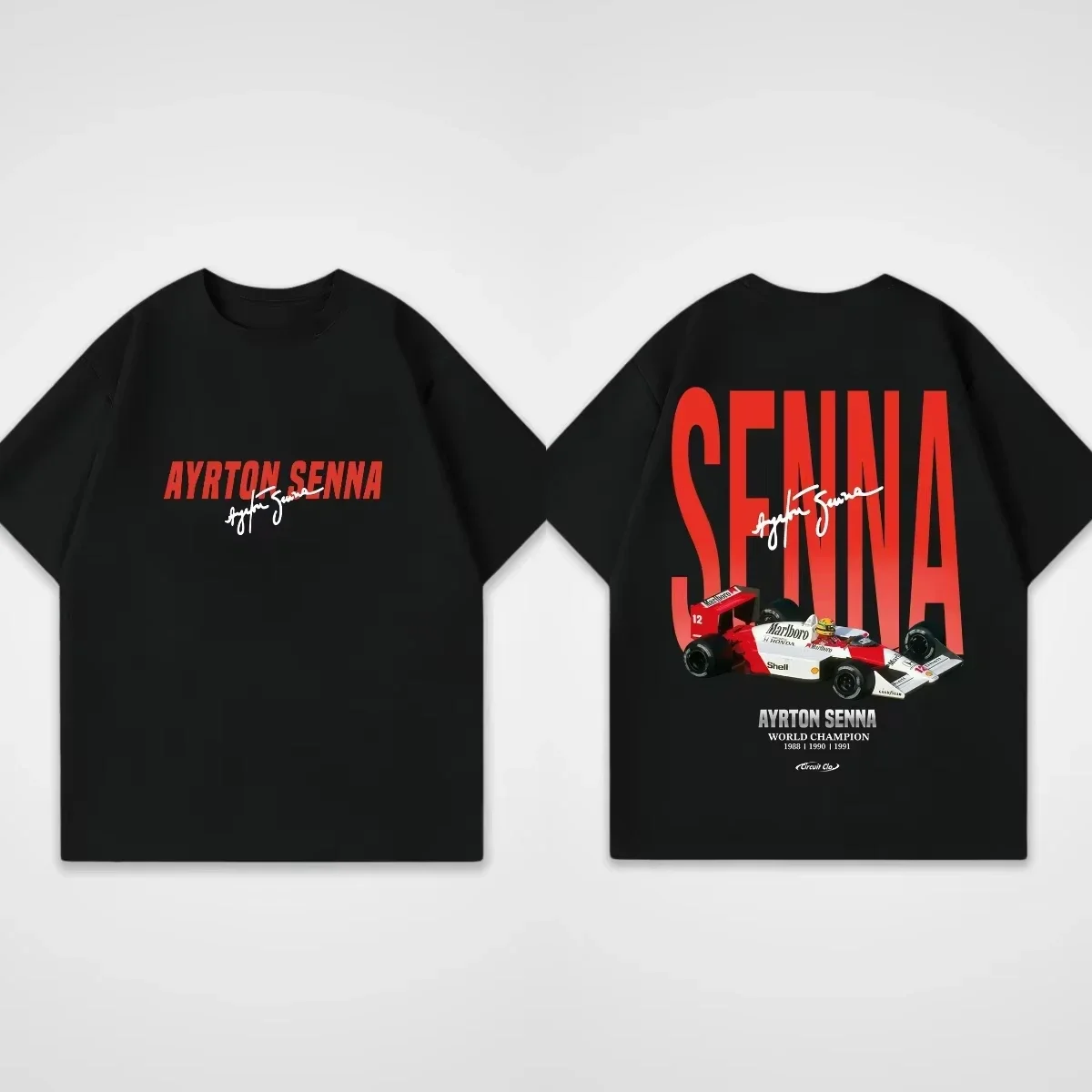 2026 Summer Casual 100% Cotton Men's Round Neck T-shirt with Racing Print Ayrton Senna Oversized Cool Short Sleeved Loose Shirt view 2