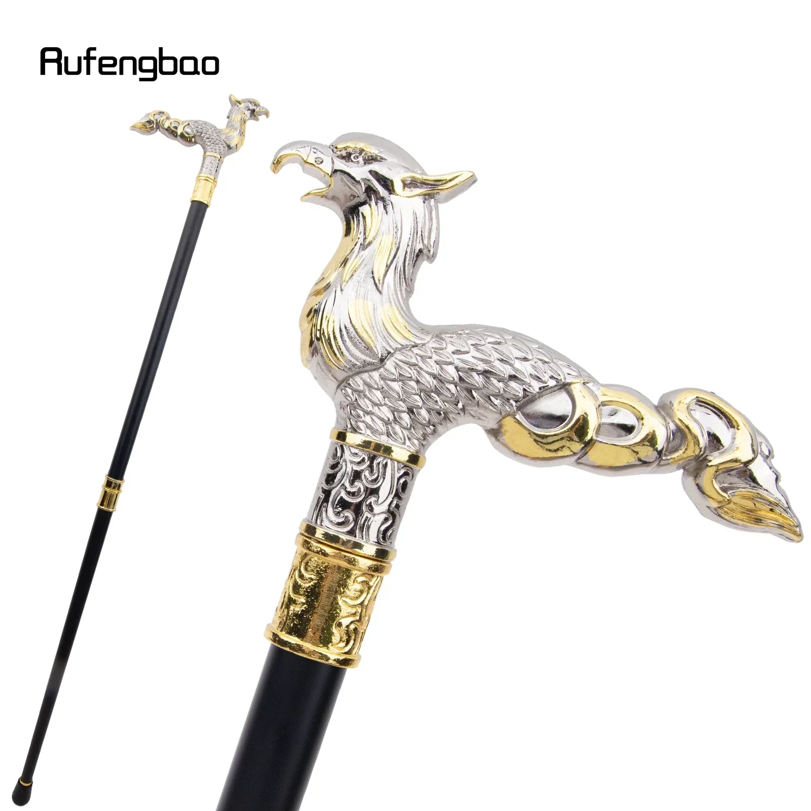 Golden White Phoenix Long Tail Walking Cane Fashion Walking Stick Gentleman Luxury Crosier Steampunk & Everyday  94cm