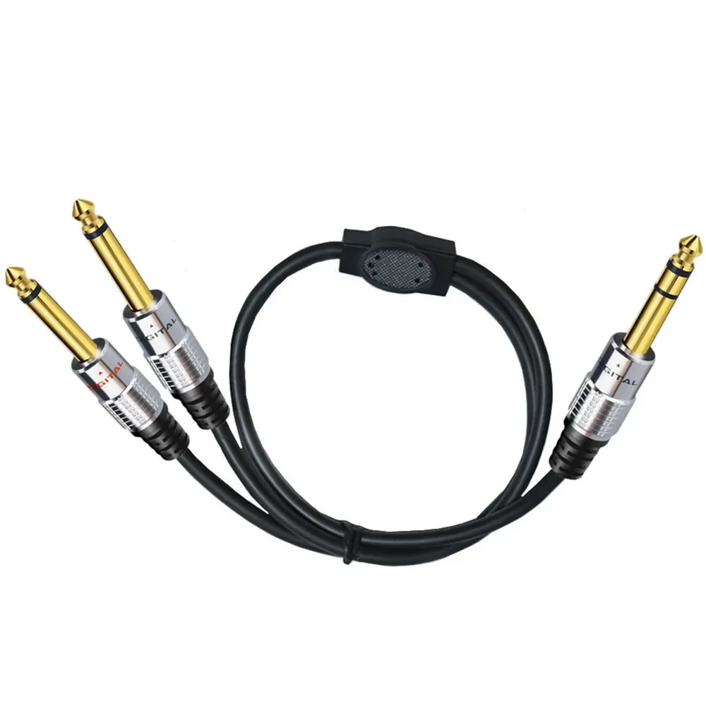 1/4 cala TRS Stereo Y-Splitter wstawka kabla, 1/4 cala męska wtyczka do podwójnego 1/4 cala (6.35mm) męski TS Mono Breakout kabel Audio 0.5m;