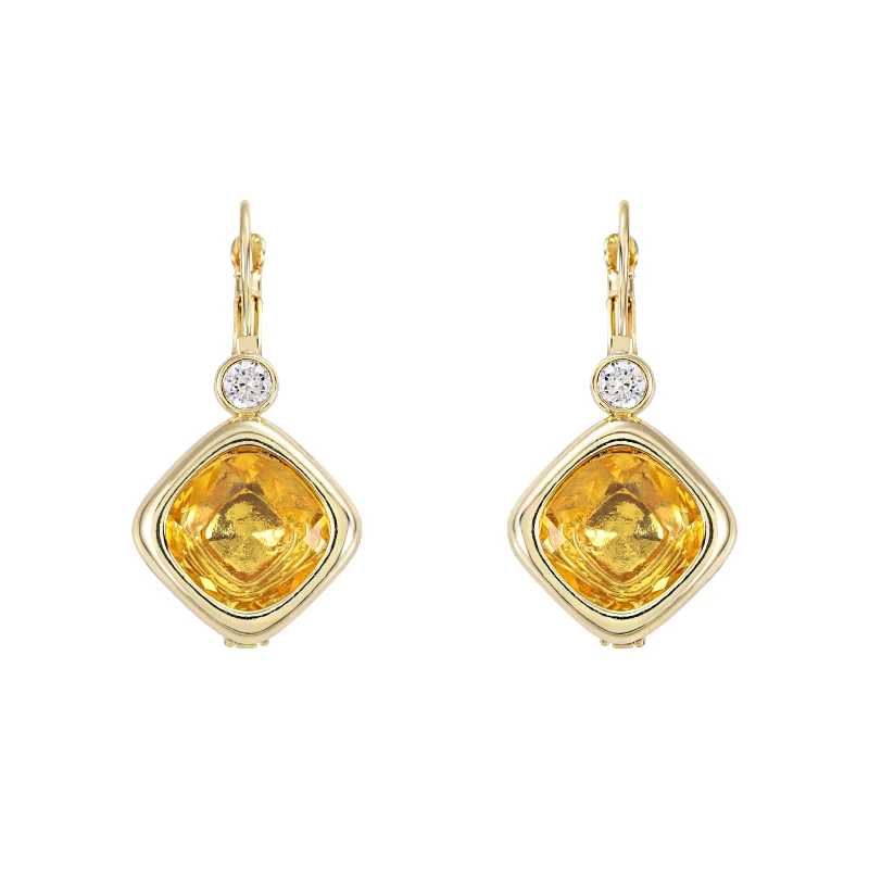 WEIMANJINGDIAN Brand New Arrival Yellow Cubic Zirconia Cube Drop Earrings for Women