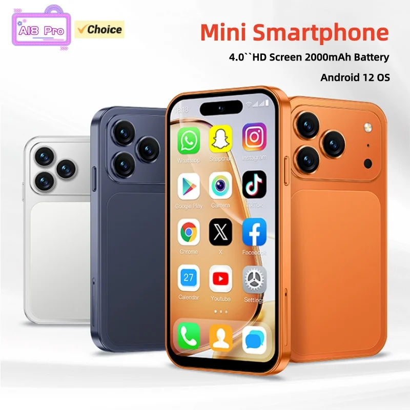 ONEMYTH A18 Pro 4G Mini Smartphone 4.0inches MTK Quad Core 2GBRAM 16GB ROM LTE Dual SIM 2MP Type-C Android CellPhone Face Unlock