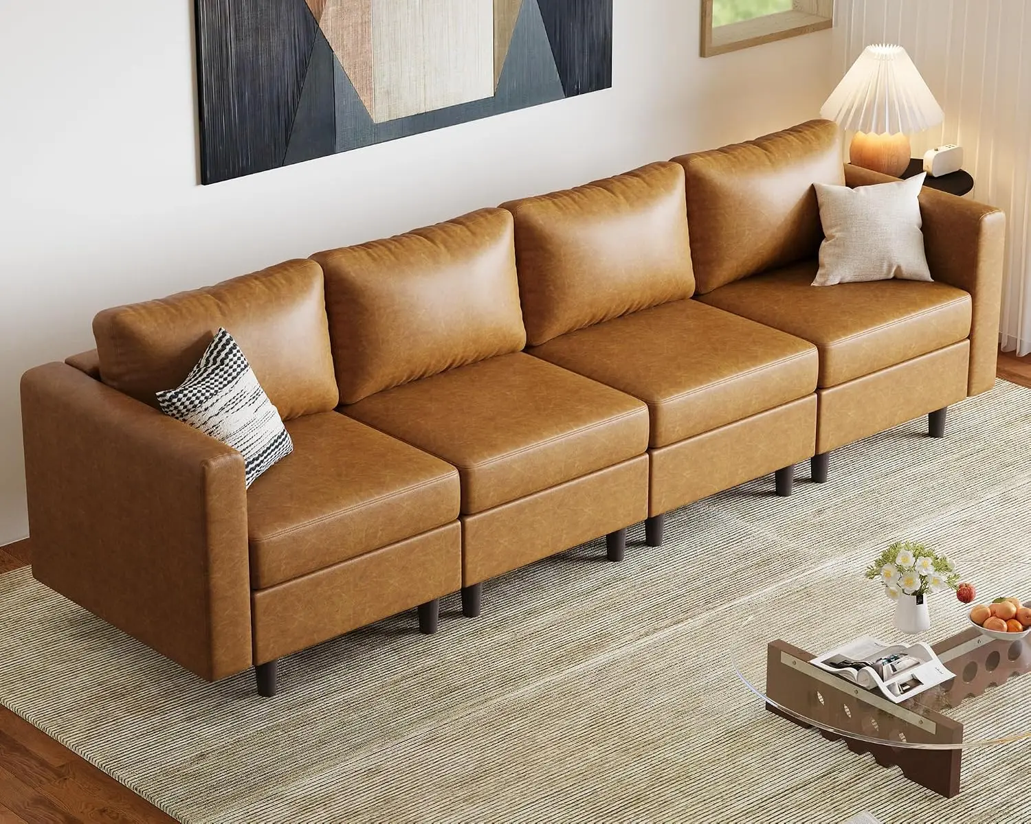 Modular Sectional Sofa With Storage Seat, 118.5