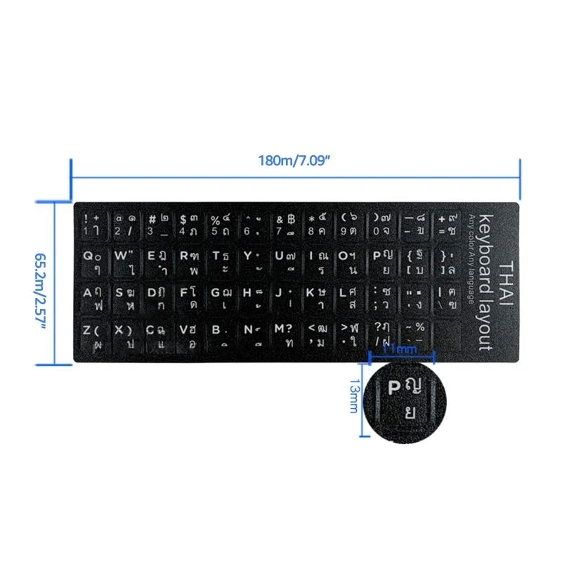 U55B Thai Language Keyboard Stickers Letters Black/ White Waterproof Durable