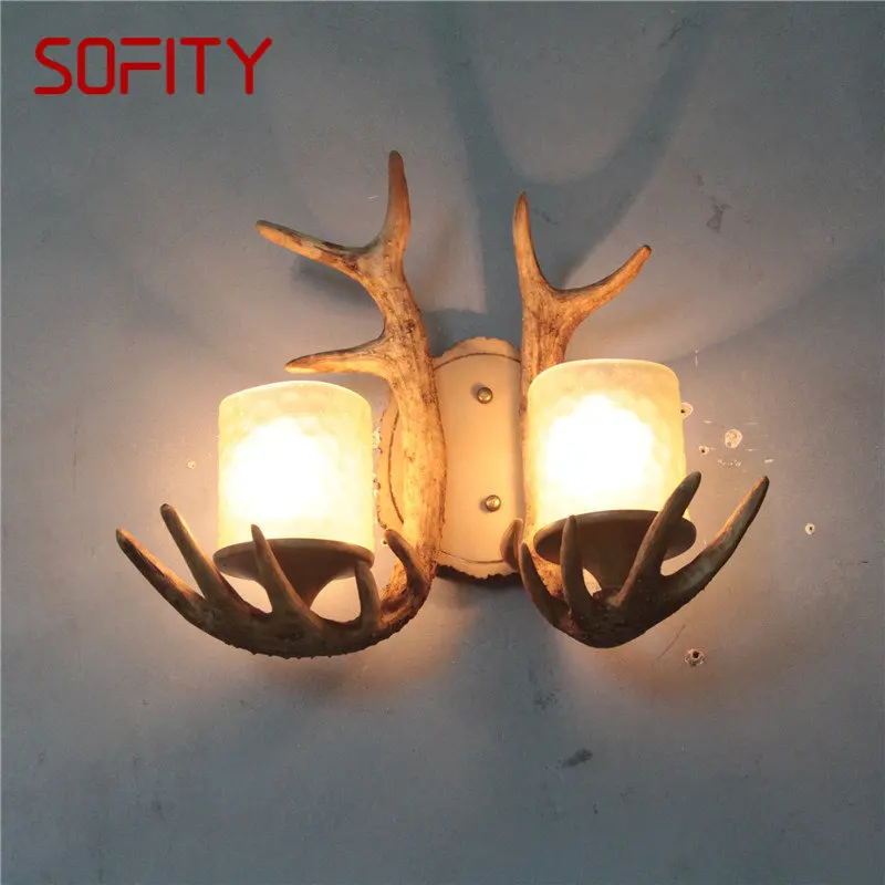 ULANI Retro Antlers Led Corridor Wall Light Creative Bedside Sconce Lamp Decor For Home Living Room