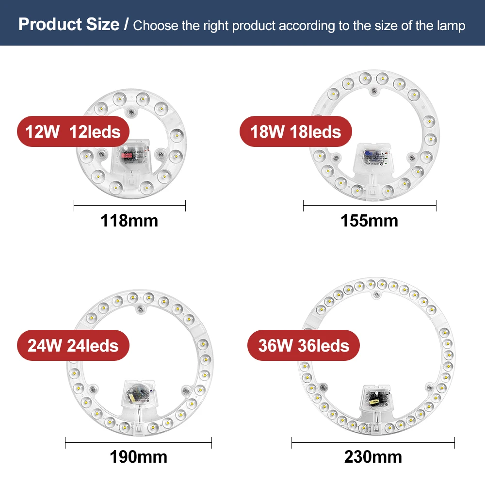 Imagem -02 - Painel de Retrofit Led Redondo Substituição da Luz de Teto Módulo Led Kit Board para Luzes do Ventilador de Teto 12w 18w 24w 36w 220v