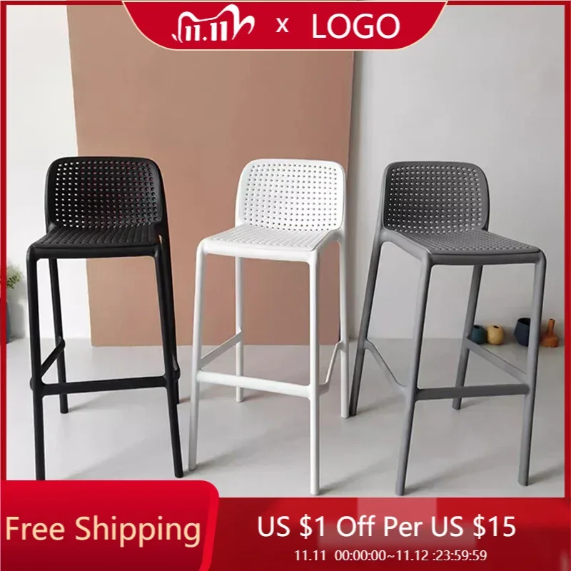 

Bedroom Minimalist Bar Stools Plastic Balcony Gray Height Design Dining Chair Makeup Professional Barber Sillas Unique Furniture