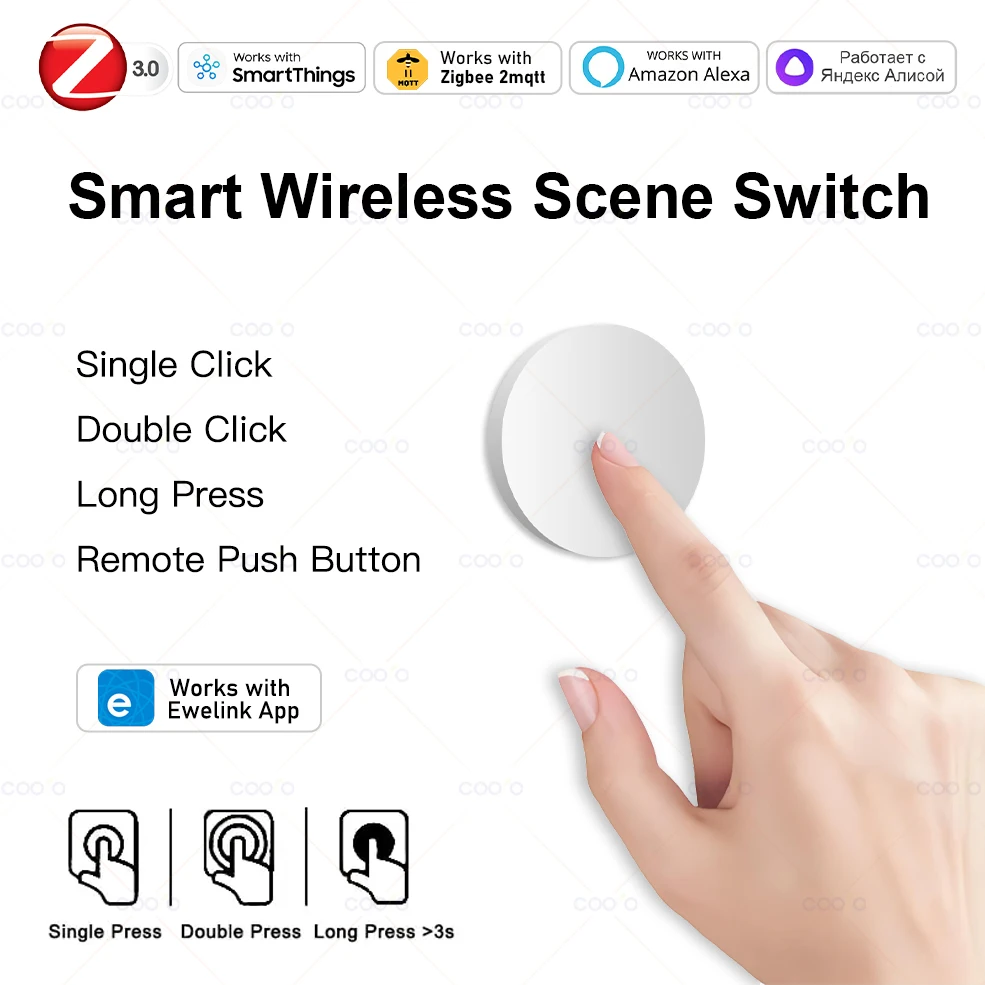 Ewelink Zigbee inteligentny przycisk bezprzewodowy przełącznik zawiera baterię pilot automatyka przełącznik scenariusza praca z Zigbee2MQTT