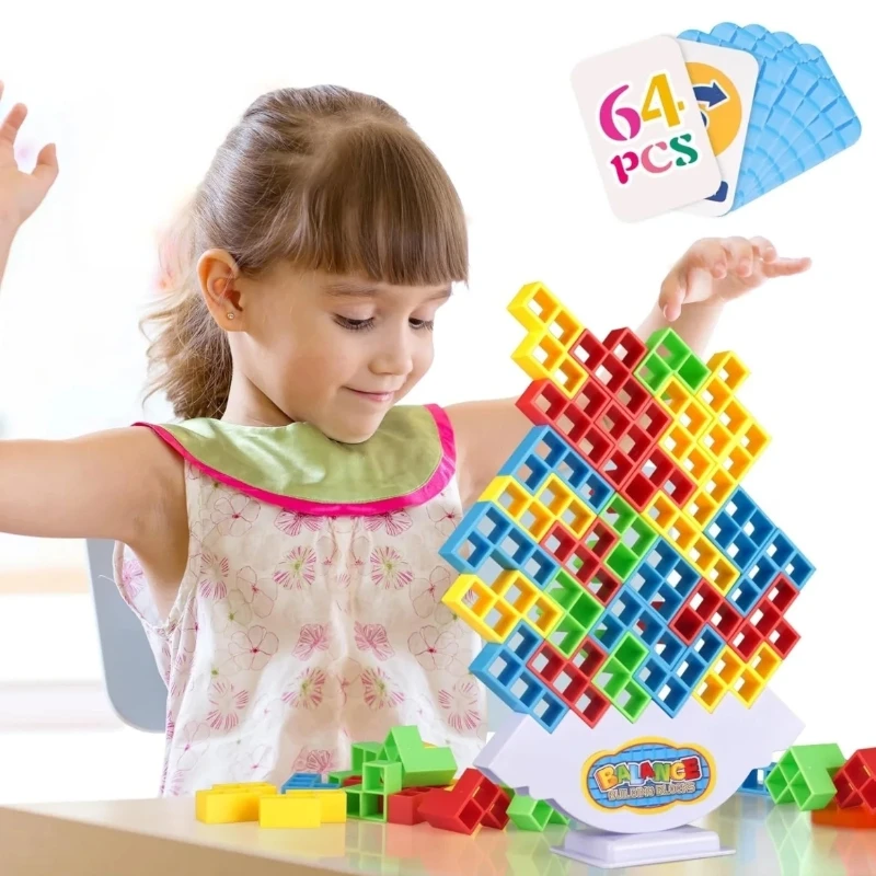 Gioco impilabile Blocchi di costruzione Gioco di società Blocco Tetris alto impilato Blocco di equilibrio desktop Puzzle impilato Gioco per bambini