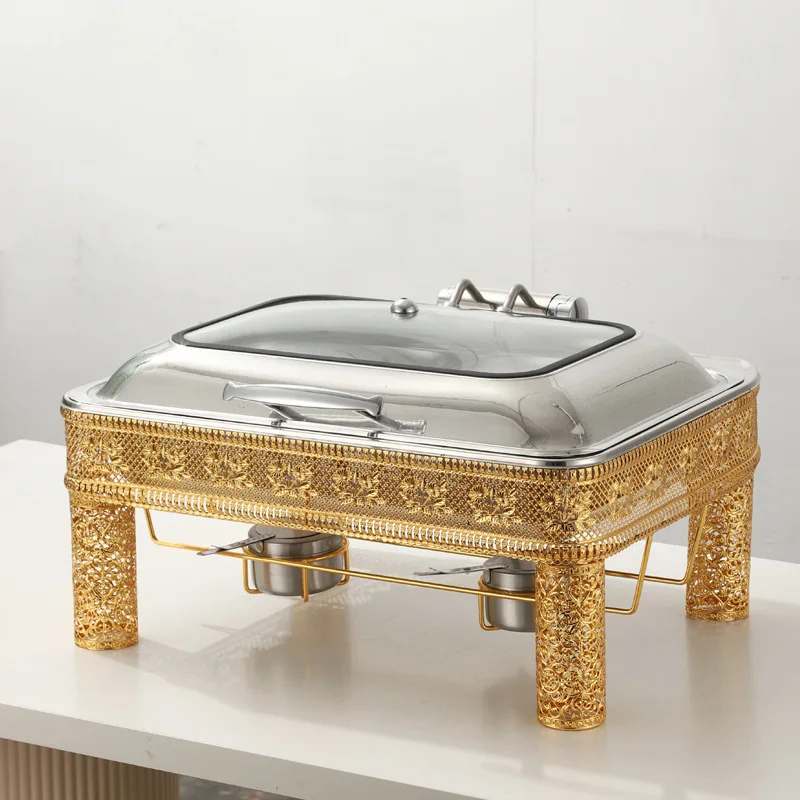 Buffet stove rectangular Arab Middle East cross-border hollow hotel special food heater set