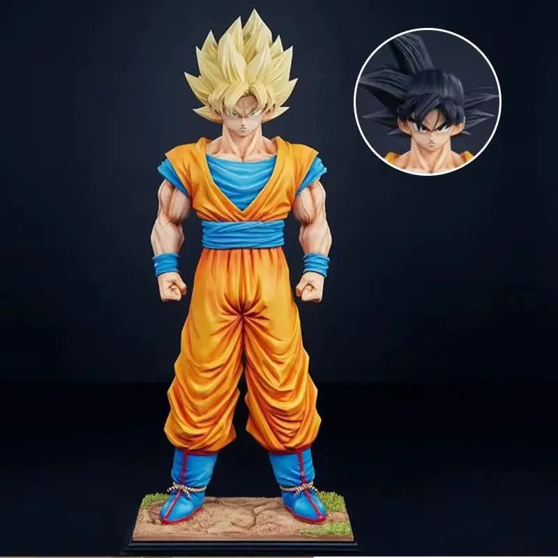 30cm Dragon Ball Z Figures Son Goku Anime Figure 2 Heads Kakarotto Super Saiyan Goku Pvc Statue Model Doll Collection Toys Gifts