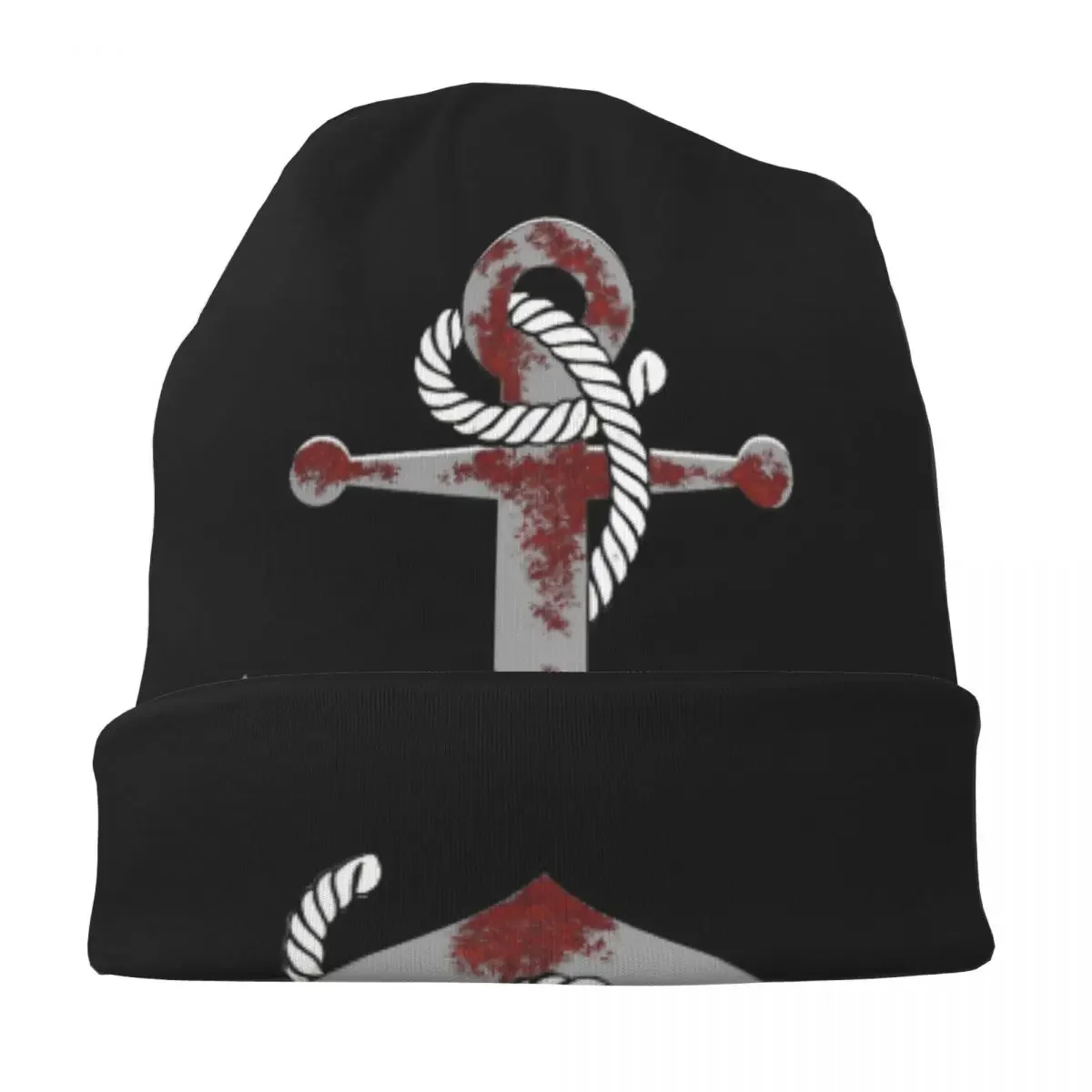 Nautical Rusty Grey Anchorropedark Red Cap Cool Unisex Outdoor Skullies Beanies Hat Spring Warm Dual-use Bonnet