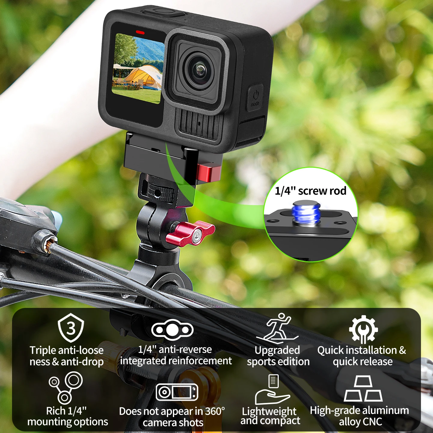Schnellverschluss-Klemme für GoPro 13 12 11 Insta360 Ace Pro 2 X5 für DJI Osmo Action 6 DSLR-Kamera QR-Halterung Stativ Vlog-Halterung – Detail 2