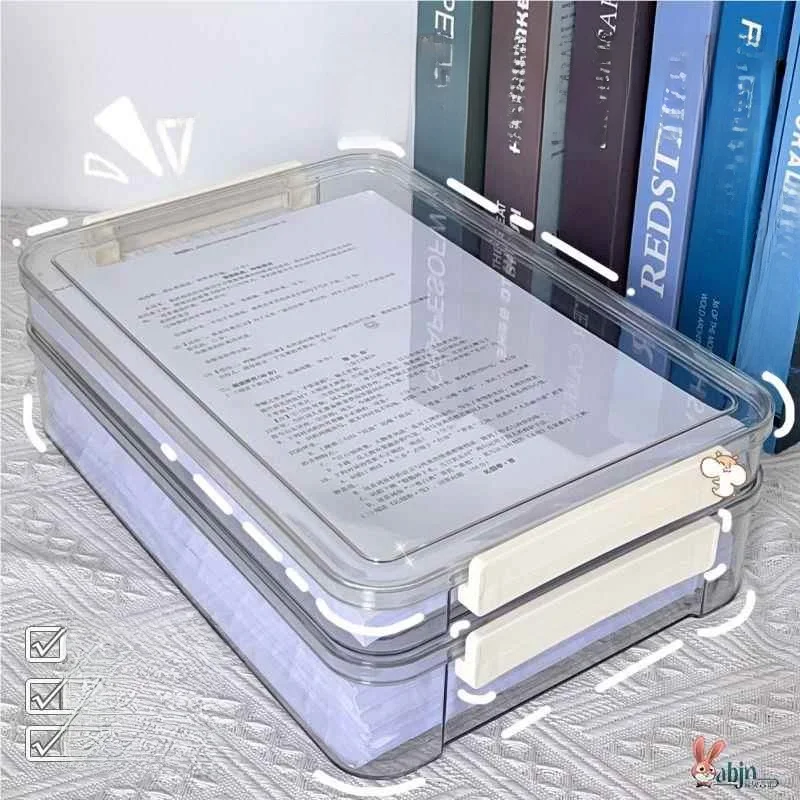 Transparent Plastic A4 File Storage Box Organizer for Junior High Graduation Certificates Table Exam Papers Archive Box