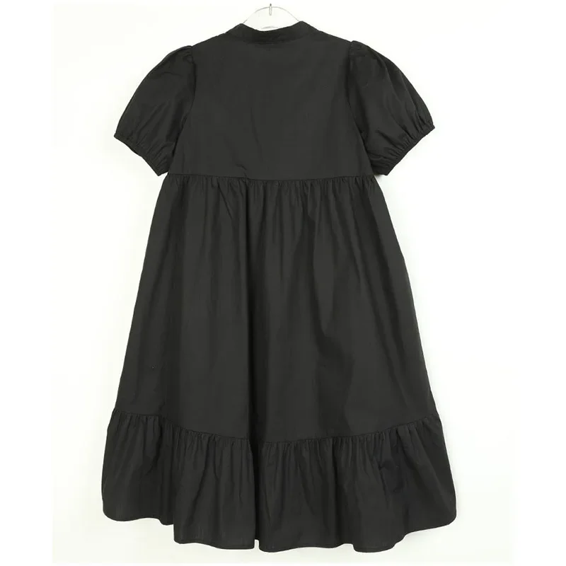 

Child White Black Clothing School Summer Big Girls Short Sleeve Dress Elegant New 2025 Cute Juniors Shirts Dresses Teen