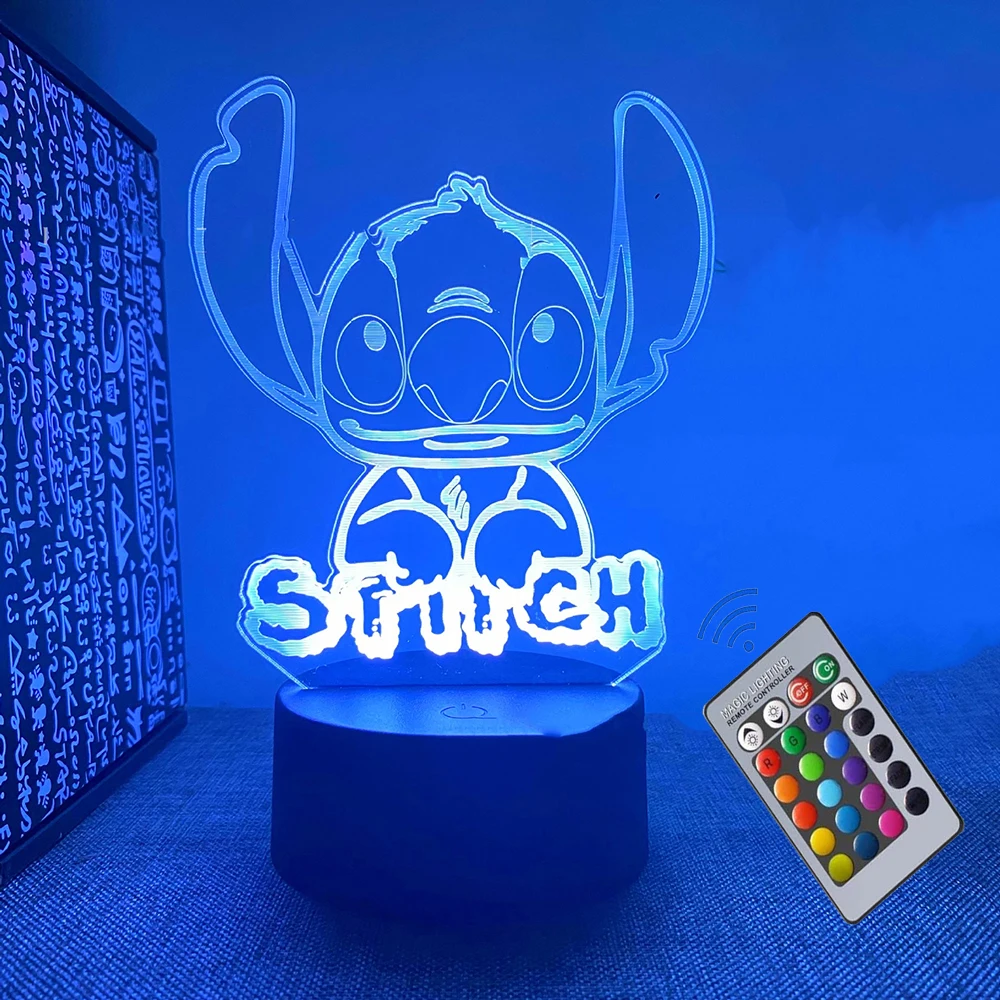 스티칭 야간 조명 3D LED 지능형 리모컨 램프, 크리스마스 어린이 방 장식, 휴일 선물, 16 색 조명