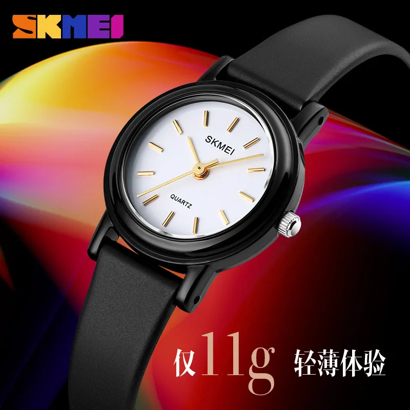 Skmei 여성용 경량 라운드 쿼츠 시계, 레트로 소형 다이얼, 심플 여성 학생 방수 시계, 다목적 패션
