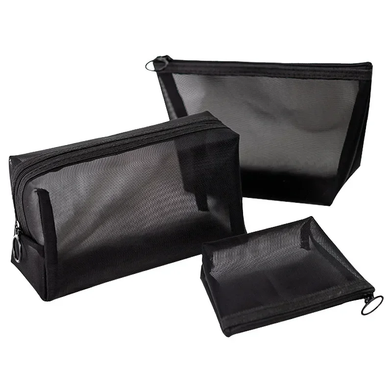 1PC Black Women Men Necessary Cosmetic Bag Transparent Travel Organizers Storage Small Large Dot Toiletry Bags Makeup Bags Pouch