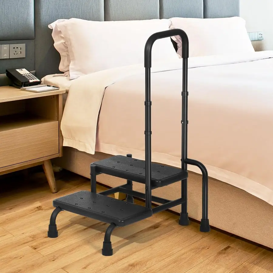 

Stool with Handle, 2Step Stools and Adjustable Handrail amp NonSkid Platform for Child, Adults, Elderly, Holds up to 400 Pounds