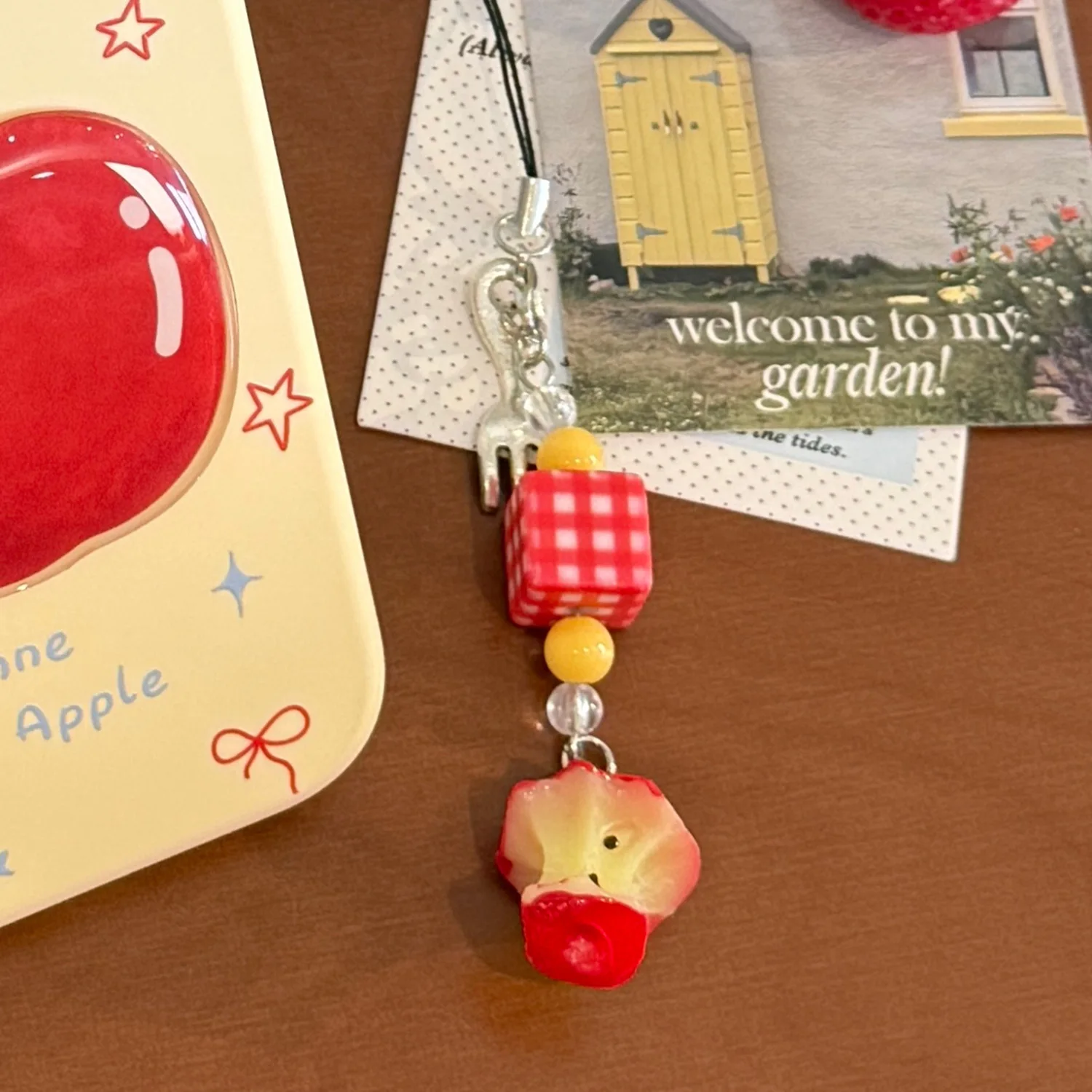 

Red Apple Phone Chain Lanyard Cute Plaid Mobile Charm Wrist Strap Stylish Hanging Cord Pendants Girls Daily Decor DIY Accessory