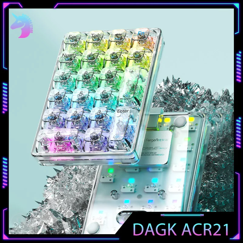 Dagk Acr21 Keyboards Wireless 3mod Mechanical Keyboards Mini Transparent Numeric Keypad Portable Rgb Custom Gaming Keyboard